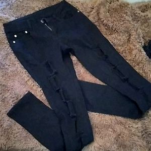Black distressed jeans